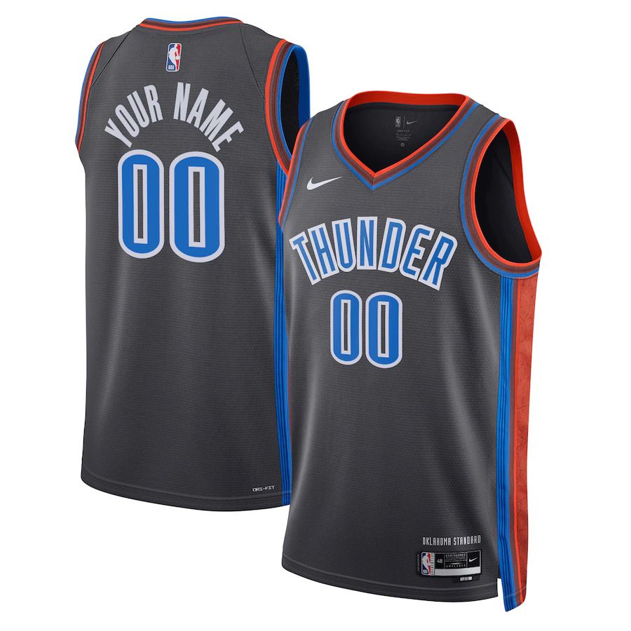 Men Oklahoma City Thunder Nike Black City Edition 2022-23 Swingman Custom NBA Jersey->oklahoma city thunder->NBA Jersey